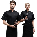 Set da cucina con blusa a manica corta, grembiule, tasche, bottoni, poliestere, abbigliamento da lavoro per la cucina, abbigliamento gastronomico 4