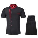 Set da cucina con camicia a maniche corte, bottoni, colletto, grembiule, tasca, cotone, poliestere, abbigliamento da lavoro per la cucina e gastronomia 1