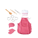 Set da cucina per bambini 11 pezzi Set da cuoco rosa in cotone con grembiule 40x54 cm cappello guanto e stoviglie Giocattolo per ragazze 3–10 anni 2