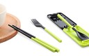 Set da viaggio con bacchette e custodia Forchetta pieghevole, cucchiaio e bacchette in plastica Custodia compatta Per escursioni e picnic 7