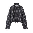 Set damă pulover și pantaloni scurți cu model cu buline din poliester Guler înalt cu șnur de strângere Mâneci lungi Croială lejeră Îmbrăcăminte pentru acasă și afară 14