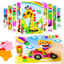 Set de 10 autocolante 3D din spumă EVA pentru copii, puzzle cu animale, 12 x 17 cm, distracție creativă, selecție aleatorie de 20 de stiluri, motive cu desene animate 2