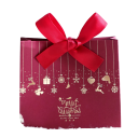 Set de 10 bucăți de pungi de cadou de Crăciun 11,5 × 10 × 4,5 cm cu imprimeu de Crăciun și fundiță, pungi din hârtie pentru ambalarea cadourilor 5