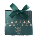 Set de 10 bucăți de pungi de cadou de Crăciun 11,5 × 10 × 4,5 cm cu imprimeu de Crăciun și fundiță, pungi din hârtie pentru ambalarea cadourilor 4