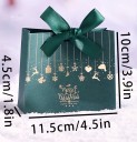 Set de 10 bucăți de pungi de cadou de Crăciun 11,5 × 10 × 4,5 cm cu imprimeu de Crăciun și fundiță, pungi din hârtie pentru ambalarea cadourilor 2