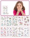 Set de 10 coli de tatuaje temporare 12 x 7 cm cu unicorni, curcubeie, stele și inimi, autocolante colorate pentru corp 1