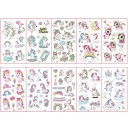 Set de 10 coli de tatuaje temporare 12 x 7 cm cu unicorni, curcubeie, stele și inimi, autocolante colorate pentru corp 3