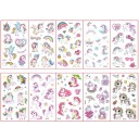 Set de 10 foi de tatuaje temporare 12 x 7 cm cu unicorni, curcubeie, flori și inimioare, abțibilduri colorate pentru corp 2
