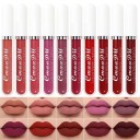 Set de 10 rujuri mate din catifea Rezistent la apă cu efect de lungă durată Gloss pentru buze Textură mătăsoasă Culori intense fără lipire Aplicare ușoară 3
