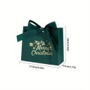Set de 12 bucăți de pungi de cadou de Crăciun cu imprimeu Merry Christmas, pungi de hârtie cu fundă pentru ambalarea cadourilor și surprizelor de Crăciun 2
