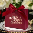 Set de 12 bucăți de pungi de cadou de Crăciun cu imprimeu Merry Christmas, pungi de hârtie cu fundă pentru ambalarea cadourilor și surprizelor de Crăciun 3