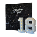 Set de 18 bucăți de panouri de perete negre cu paiete strălucitoare 30x30 cm Fundal decorativ 90x180 cm pentru nunți, aniversări, petreceri și decorațiuni de Crăciun 3