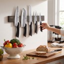 Set de 2 bare magnetice pentru cuțite de 30 cm și 40 cm din lemn de acacia Suporturi de perete pentru cuțite cu magneți puternici Culoare maro închis 10