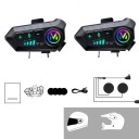 Set de 2 interfoane pentru motocicletă Y10 cu microfon discret, Bluetooth 5.3, IPX6, autonomie baterie 72 h, rază de acțiune 300 m, pentru căști 2