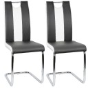 Set de 2 scaune de dining cu bază cromată tip consolă Înălțimea șezutului 48,5 cm și lățimea 39,5 cm Piele artificială Pentru dining 4