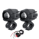 Set de 2 spoturi LED pentru motociclete 25W IP67 Lumină albă caldă și rece Întrerupător 9-85V DC Pereche de suporturi Corp din aluminiu 1