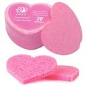 Set de 20 de bureți faciali naturali în formă de inimă, dischete de curățare presate, instrumente exfoliante și reutilizabile 2
