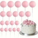 Set de 20 de decorațiuni pentru tort, bile colorate, decorațiuni din spumă pentru zile de naștere și sărbători, decorațiuni vesele 5