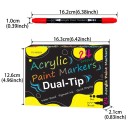Set de 24 markere acrilice pentru pictură, stilou dublu cu pensulă și vârf punctat pentru pietre, lemn, ceramică, material textil, pânză 2