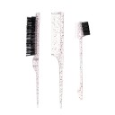 Set de 3 piepteni și perii pentru peruci din păr natural Pieptene cu vârf și perie 2 în 1 1