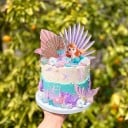 Set de 30 decorațiuni pentru tort, sirenă cu coadă și coroană, stea de mare, căluți de mare, perle, decorațiuni pentru petrecere din plastic 5