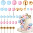 Set de 32 de bile colorate pentru tort, decorațiuni din plastic pentru tort, accesoriu creativ pentru decorarea festivă a tortului de ziua 2