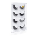 Set de 4 perechi de gene false 3D pe bandă pentru un machiaj voluminos și expresiv Gene dense și pufoase cu bandă neagră într-un suport transparent 12