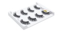 Set de 4 perechi de gene false 3D pe bandă pentru un machiaj voluminos și expresiv Gene dense și pufoase cu bandă neagră într-un suport transparent 15