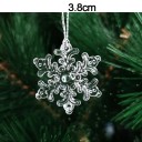 Set de 5 bucăți de ornamente de Crăciun din plastic transparent în formă de fulg de zăpadă 3,8 cm cu suspendare pe sfoară pentru bradul de Crăciun 2