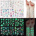 Set de 5 foi de tatuaje temporare luminoase cu unicorni autocolante colorate pentru copii cu efect de zi și noapte 3