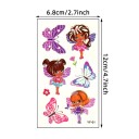 Set de 5 foițe de tatuaje temporare luminoase cu zâne și fluturi, autocolante colorate pentru corp pentru copii cu efect nocturn 2