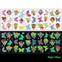 Set de 5 foițe de tatuaje temporare luminoase cu zâne și fluturi, autocolante colorate pentru corp pentru copii cu efect nocturn 3