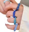 Set de 5 inele din rășină cu forme neregulate Set albastru Inele acrilice de călătorie pentru femei Accesoriu de modă estetic 2