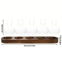 Set de 5 vase hidroponice 9 cm în formă de bulă Suport din lemn 36,5 x 7 x 2,5 cm Terariu din sticlă pentru multiplicarea plantelor decorativ 3