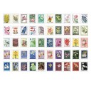 Set de 50 de autocolante în formă de timbre cu motive florale 30x40 mm pentru decorațiuni și proiecte creative 1
