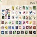 Set de 50 de autocolante în formă de timbre cu motive florale 30x40 mm pentru decorațiuni și proiecte creative 2