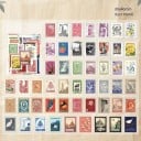 Set de 50 de autocolante în formă de timbre cu motive istorice 30x40 mm pentru decorațiuni și proiecte creative 2
