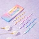 Set de 6 lumânări ondulate pentru ziua de naștere, culori pastelate, decorațiuni pentru tort, design vesel, petrecere de ziua de naștere, formă 2