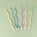 Set de 6 lumânări ondulate pentru ziua de naștere, culori pastelate, decorațiuni pentru tort, design vesel, petrecere de ziua de naștere, formă 3