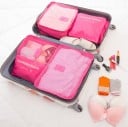 Set de 6 organizatoare de călătorie pentru valiză Trei pungi din nylon cu fermoar și plasă și trei pungi plate pentru rufe Dimensiuni 8