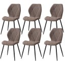Set de 6 scaune de dining cu broderie, dimensiuni 86x48 cm, tapițerie din in și cadru metalic negru, capacitate de încărcare 120 kg 1