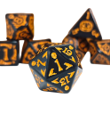 Set de 7 zaruri de Halloween Negre cu decoratiuni portocalii pentru jocuri de masă RPG și seri de roleplay 6