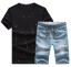 Set de agrement pentru bărbați - tricou și pantaloni scurți albaștri J2235 10