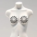 Set de autocolante decorative pentru corp 2 bucăți Model temporar pentru acoperirea pieptului Motiv expresiv pentru fotografii, costume și evenimente tematice 4