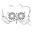 Set de autocolante decorative pentru corp 2 bucăți Model temporar pentru acoperirea pieptului Motiv expresiv pentru fotografii, costume și evenimente 3