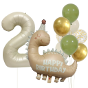 Set de baloane pentru aniversări 12 buc Baloane cu numărul 80 cm Baloane dinosaur 77 x 80 cm Baloane din latex Panglică Pai pentru umflare 5