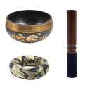 Set de boluri tibetane cântătoare cu motiv de lotus, boluri de meditație handmade pentru yoga, relaxare, terapie prin sunet, armonie și cadou unic 4
