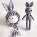 Set de bonnet tricoté et lapin pour enfants 2 pièces 3