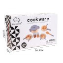 Set de bucătărie din lemn pentru copii Jucărie albastră cu set de tigăi, oale și tacâmuri jucărie educațională Montessori pentru gătit și jocuri de rol ca bucătar șef 6