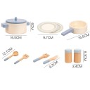 Set de bucătărie din lemn pentru copii Jucărie albastră cu set de tigăi, oale și tacâmuri jucărie educațională Montessori pentru gătit și jocuri de rol ca bucătar șef 7